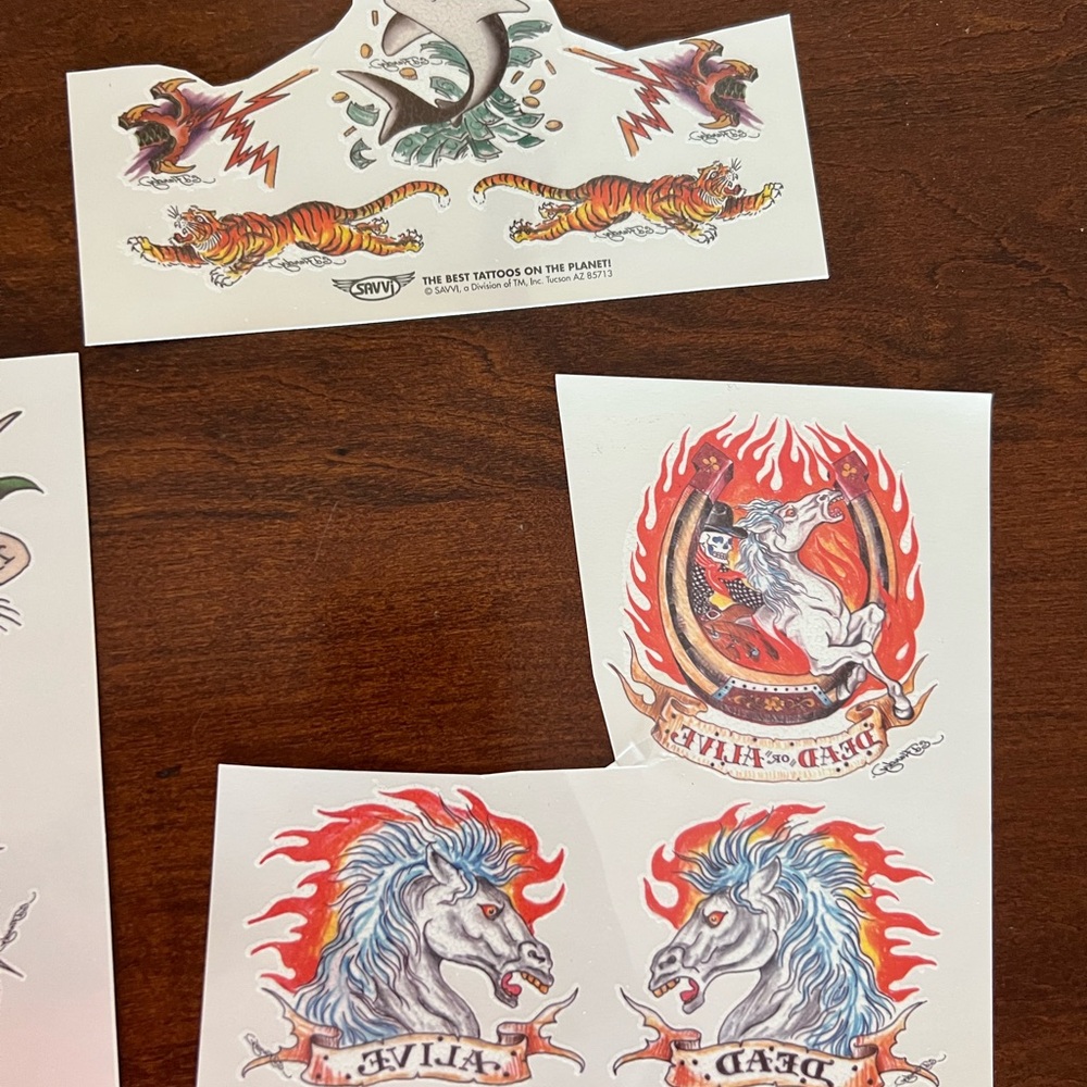 Vintage Ed Hardy Temporary Tattoos Panther Tiger Dead Alive Shark Dragon Dog - Picture 4 of 7